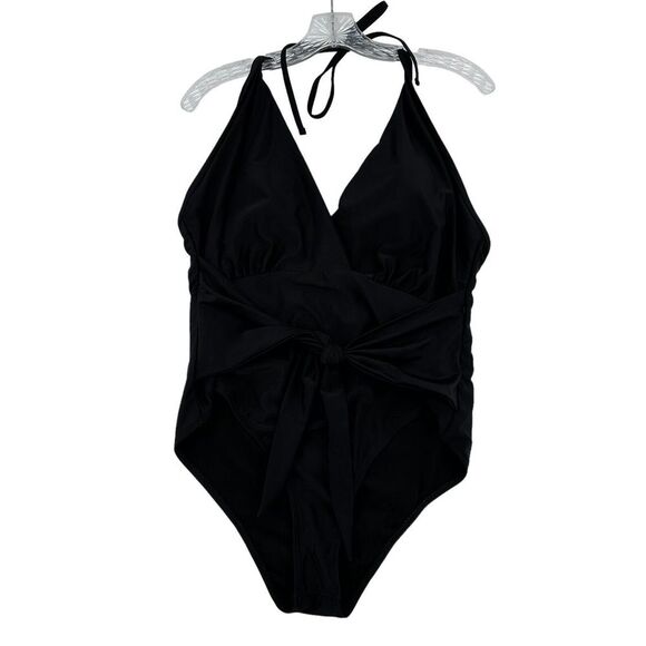 Unbranded Women Sz XXL‎ Black One Piece Bathing Suit tie Front Beach Cruise - Picture 1 of 8